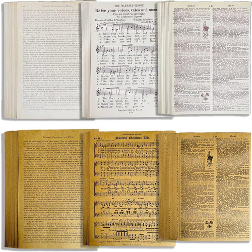 Vintage Paper 114Pcs/Pack, Decorative Paper for Scrapbooking, Junk Journal Supplies, Ephemera, Craft Materials for Decoupage & Aesthetic Journaling ("Old Book"114P)