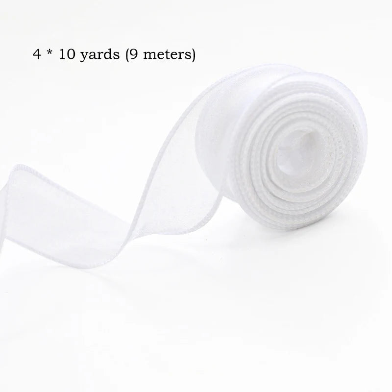10Yards/Roll Chiffon Silk Ribbon Organza Satin for DIY Craft Gift Wrapping Decoration Wedding Bouquets Wreath Sewing Supplies