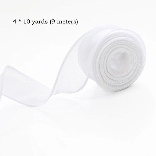 10Yards/Roll Chiffon Silk Ribbon Organza Satin for DIY Craft Gift Wrapping Decoration Wedding Bouquets Wreath Sewing Supplies